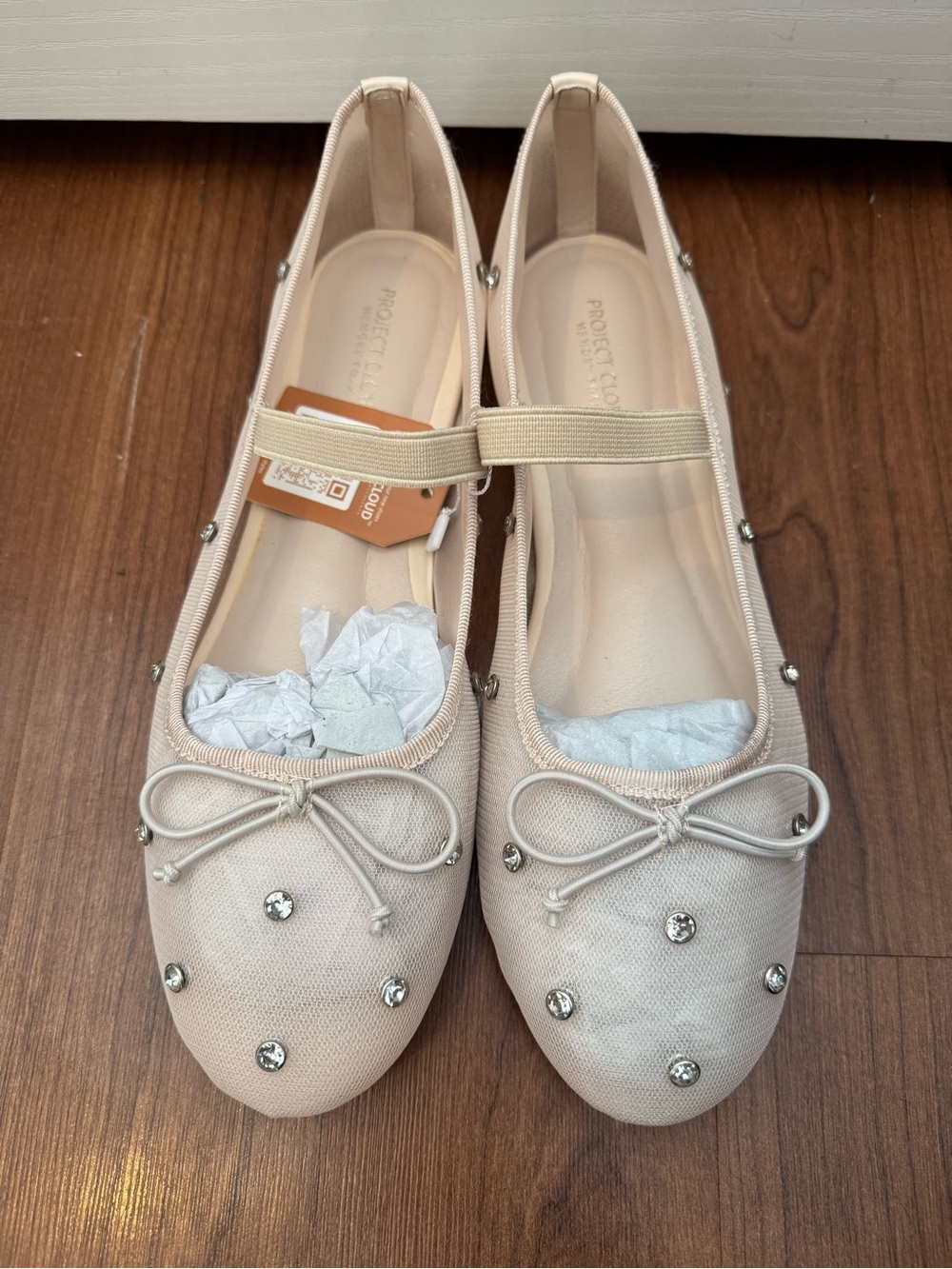 Project Cloud Embellished Ballet Flats in Light Beige